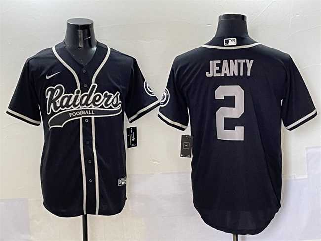 Mens Las Vegas Raiders #2 Ashton Jeanty Black Cool Base Stitched Baseball Jersey->las vegas raiders->NFL Jersey